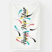 Het kleurrijke, vrolijke ontwerp van "Happy New Ye Spandoek (Verticaal)