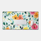 Het kleurrijke Waterverf Floral Illustration Patte Bureaumat (Keyboard & Muis)