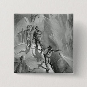 Het klimmen bij nacht, van 'Tien Scenes in het laa Vierkante Button 5,1 Cm