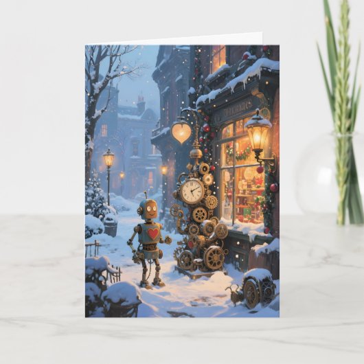 Het Klokwerk Speelgoedmaker Kerstfeest Feestdagen Kaart (Voorkant)