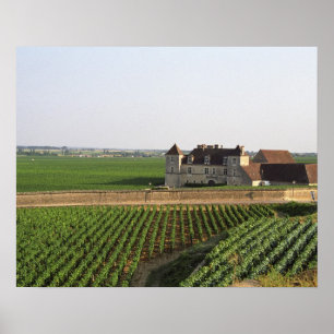 Het klooster Clos de Vougeot uit de 16e eeuw en Poster