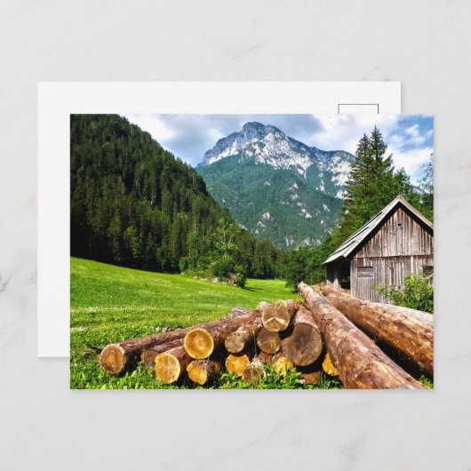 Het klooster in het bos met bergen briefkaart (Voorkant / Achterkant)