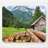 Het klooster in het bos met bergen muismat (Voorkant)