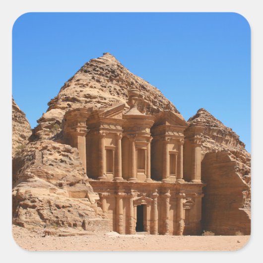 Het klooster Petra Jordan Vierkante Sticker (Voorkant)