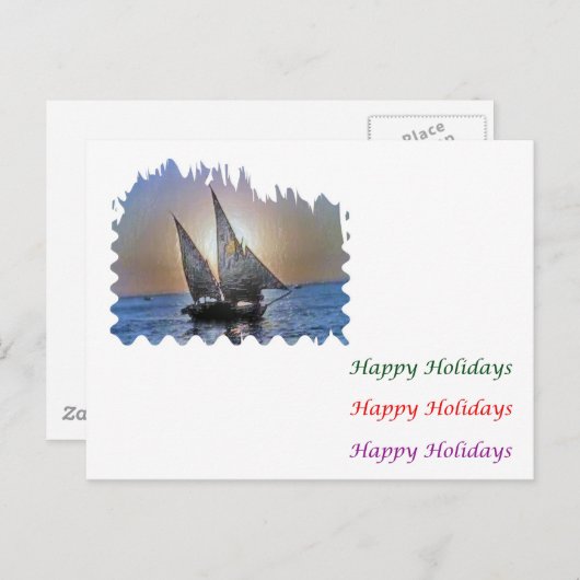 Het Knallen van het oog Kunst - de Boot Feestdagenkaart (Voorkant / Achterkant)