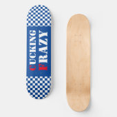 Het knikken Frazy blauw en witte dambord Persoonlijk Skateboard (Voorkant)