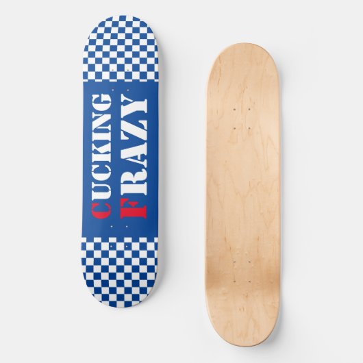 Het knikken Frazy blauw en witte dambord Persoonlijk Skateboard (Voorkant)