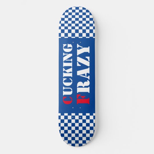 Het knikken Frazy blauw en witte dambord Persoonlijk Skateboard (Voorkant)