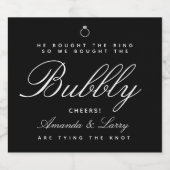 Het knopen van het Verloving mousserende wijnetike Sparkling Wijnetiket (Enkel label)