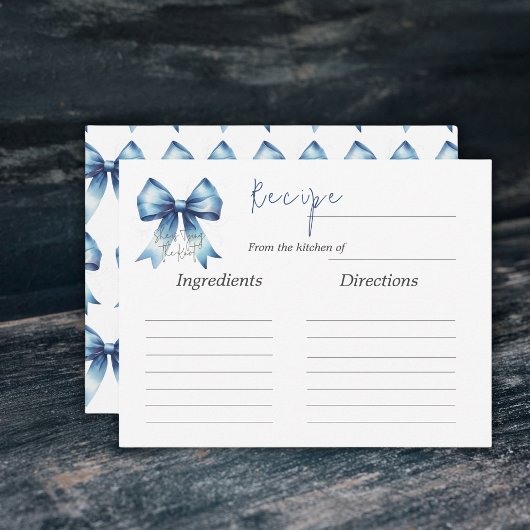 Het Knot Blue Bow Vrijgezellenfeest Game Recept bi Notitiekaartje