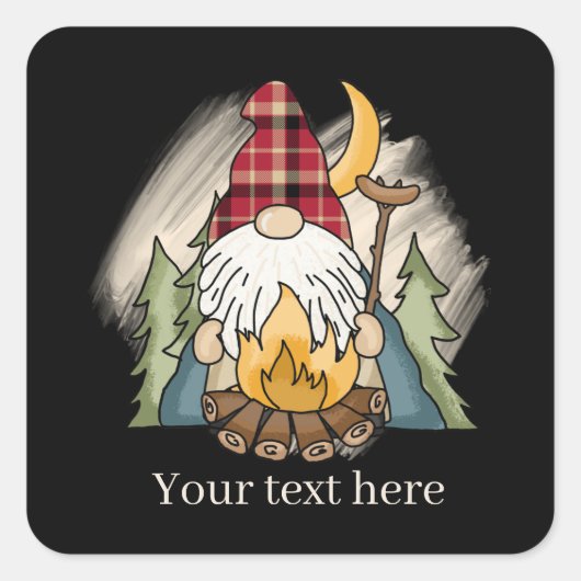 het koele camping gnome voegt tekst toe vierkante sticker (Voorkant)