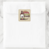 het koele camping gnome voegt tekst toe vierkante sticker (Tas)