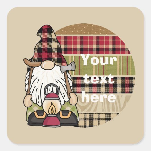 het koele camping gnome voegt tekst toe vierkante sticker (Voorkant)