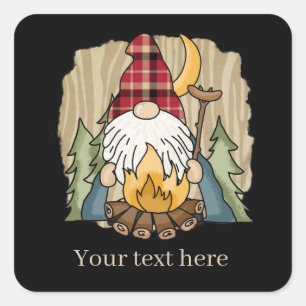 het koele camping gnome voegt tekst toe vierkante sticker