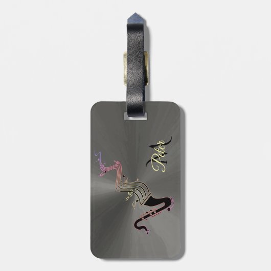 Het koele Zwarte Saxofoon en Monogram van Bagagelabel (Achterkant verticaal)