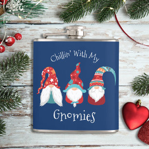 Het koelen met mijn Gnomies Funny Modern Holiday B Heupfles