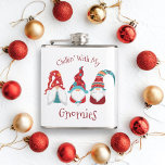 Het koelen met mijn Gnomies Modern Funny Cute Holi Heupfles<br><div class="desc">Chillin met mijn gnomen. Viel het vakantieseizoen in "stijl" met deze unieke, leuke fles! Drie schattige, grappige, griekse Scandinavische gnomen in rood, stoffig blauw en oranje, samen met een vette rode typografie op een schone witte achtergrond, helpen u de kerst, de Hanukkah en de nieuwjaarsgeest in te gaan. Kies uit...</div>