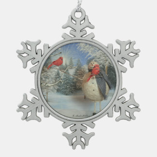 Het koelen met vrienden tin sneeuwvlok ornament
