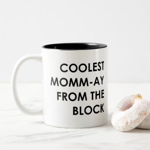 Het koelste moment van het blok tweekleurige koffiemok