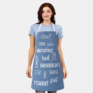 Het koken Chef Words Blue Apron Schort