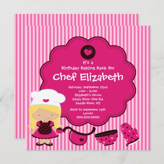 Het koken nodigt de uitnodigingen van de Partij va (Voorkant / Achterkant)