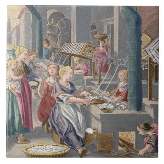 Het koken van de cocons om de chrysaliden te verni tegeltje (Voorkant)
