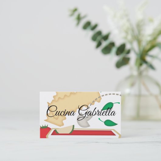 Het koken van een vegetarische groente-lasagnevoed visitekaartje (Staand voorkant)