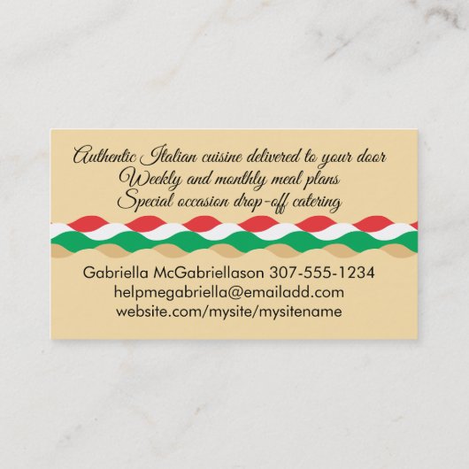 Het koken van een vegetarische groente-lasagnevoed visitekaartje (Achterkant)