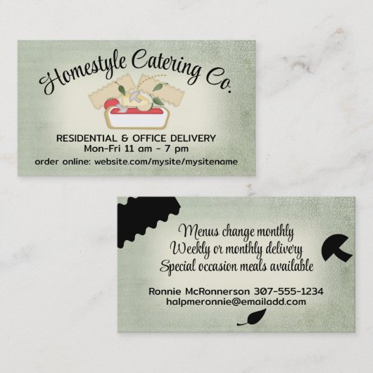 Het koken van een vegetarische groente-lasagnevoed visitekaartje (Voorkant / Achterkant)