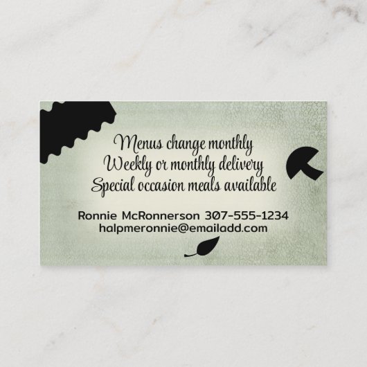 Het koken van een vegetarische groente-lasagnevoed visitekaartje (Achterkant)