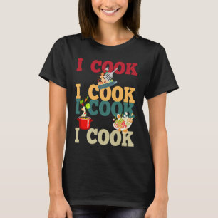 Het koken van Levensmiddelen Ontvangt potten en bl T-shirt