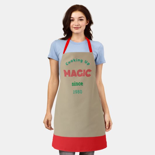 Het koken van magie sinds - khaki schort (Gedragen)