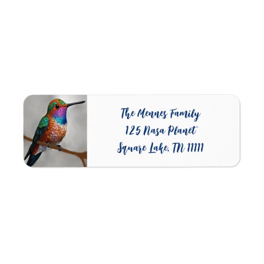 Het kolibrie schilderij van Allen Etiket (Voorkant)