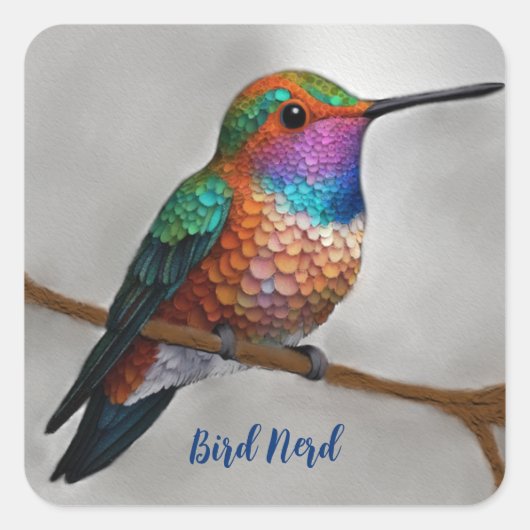 Het kolibrie schilderij van Allen Vierkante Sticker (Voorkant)