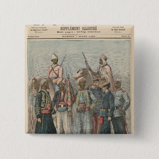 Het koloniale leger vierkante button 5,1 cm (Voorkant)