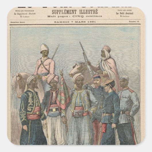 Het koloniale leger vierkante sticker (Voorkant)