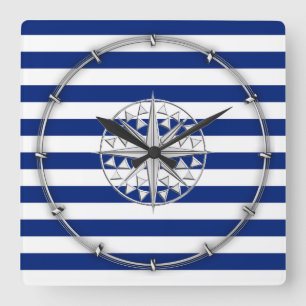 Het Kompas van de Stijl van het chroom op Vierkante Klok