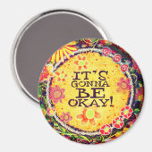 Het komt goed Inspirerend gele bloemen Magneet (Voorkant / Achterkant)