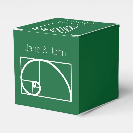 Het komt overeen met een groene doos bedankdoosjes (Voorkant Zijde)