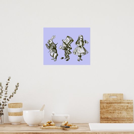 Het konijn, de Hatter en Alice in het Blauwe Poste Poster (Keuken)