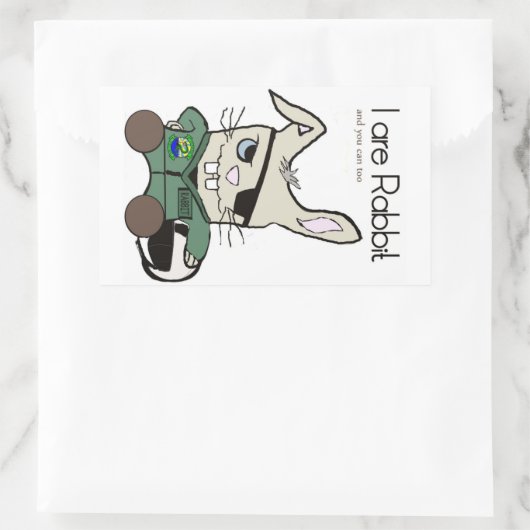 Het konijn. Een helikopterpiloot. Rechthoekige Sticker (Tas)
