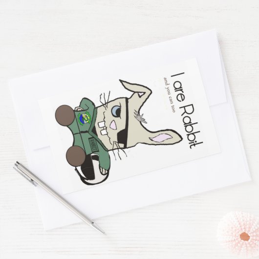 Het konijn. Een helikopterpiloot. Rechthoekige Sticker (Envelop)