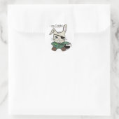 Het konijn. Een helikopterpiloot. STICKERS! Ronde Sticker (Tas)