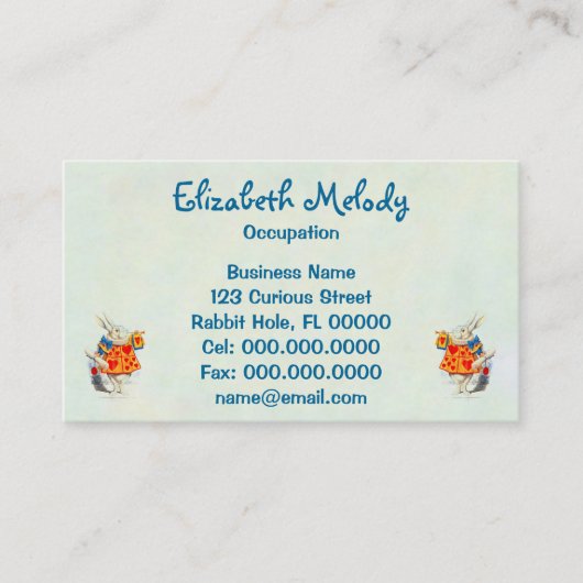 Het konijn in Alice in Wonderland ~ Visitekaartje (Voorkant)