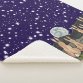 Het konijn in de maan Navy Blue Night Sky Bunny Sherpa Deken (3/4)