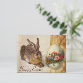HET KONIJN ( Jonge Haas ) PAASEI MET BLOEMEN Feestdagenkaart (Staand voorkant)