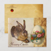 HET KONIJN ( Jonge Haas ) PAASEI MET BLOEMEN Feestdagenkaart (Voorkant / Achterkant)