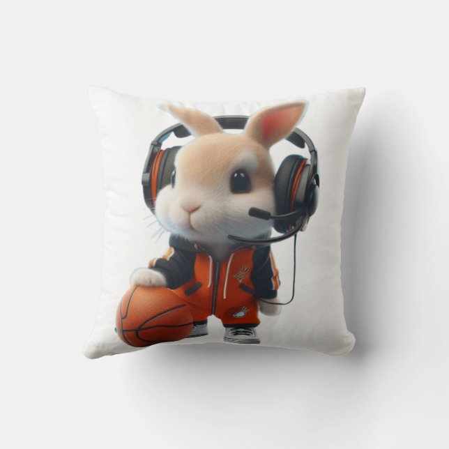 Het konijn speelt basketbal kussen (Achterkant)