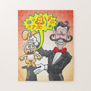 Het konijn van de magiër voelt zich boos en gezeg legpuzzel