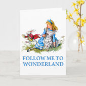 Het konijn zegt tegen Alice: "Volg me naar Wonderl Kaart (Gele Bloem)